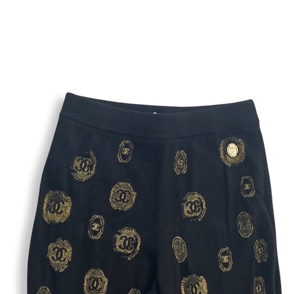 CHANEL 2021 black gold Cashmere joggers size 42 - Picture 2 of 7